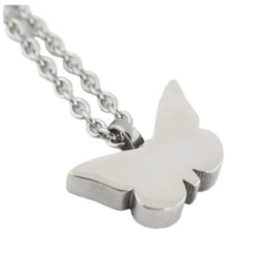 A butterfly cremation pendant made of stainless steel