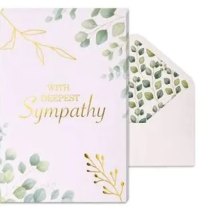 Sympathy cards with a written note.