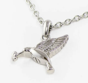 Hummingbird cremation necklace.