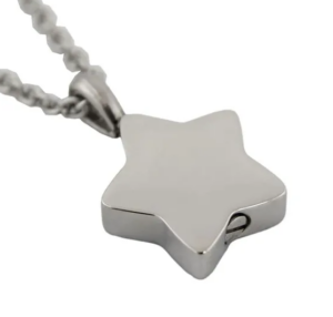 Stainless steel cremation pendant.